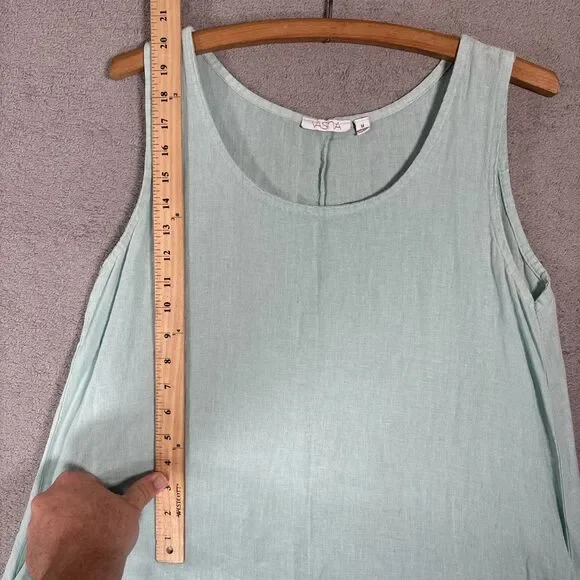 Vasna Linen Dress Size M Teal‎ Handkerchief Hem Lagenlook Italy Boho Minimalist - Picture 8 of 13